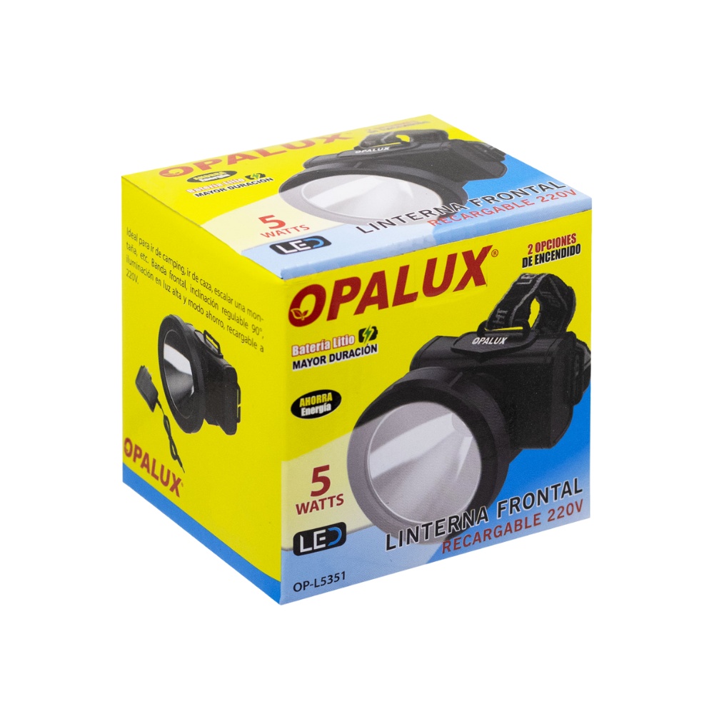 LINTERNA FRONTAL RECARGABLE 220V 5W OPALUX OP-L5351 - 2