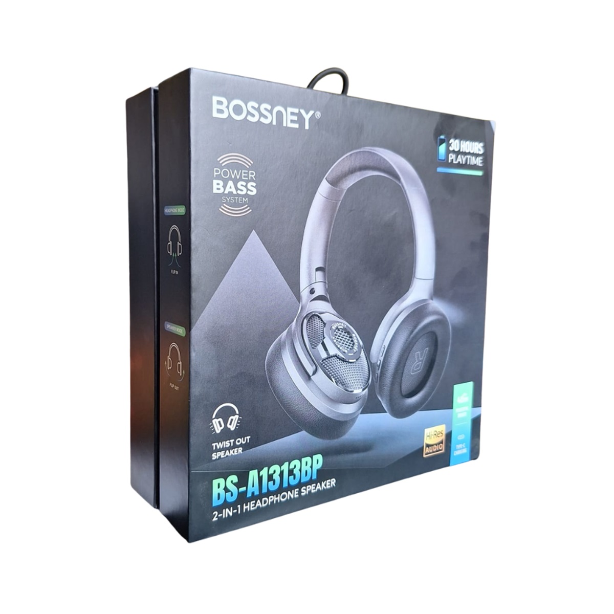 AUDÍFONOS TIPO VINCHA BLUETOOTH CON PARLANTE INCORPORADO Y RADIO 30HRS BS-A1313BP BOSSNEY - 2