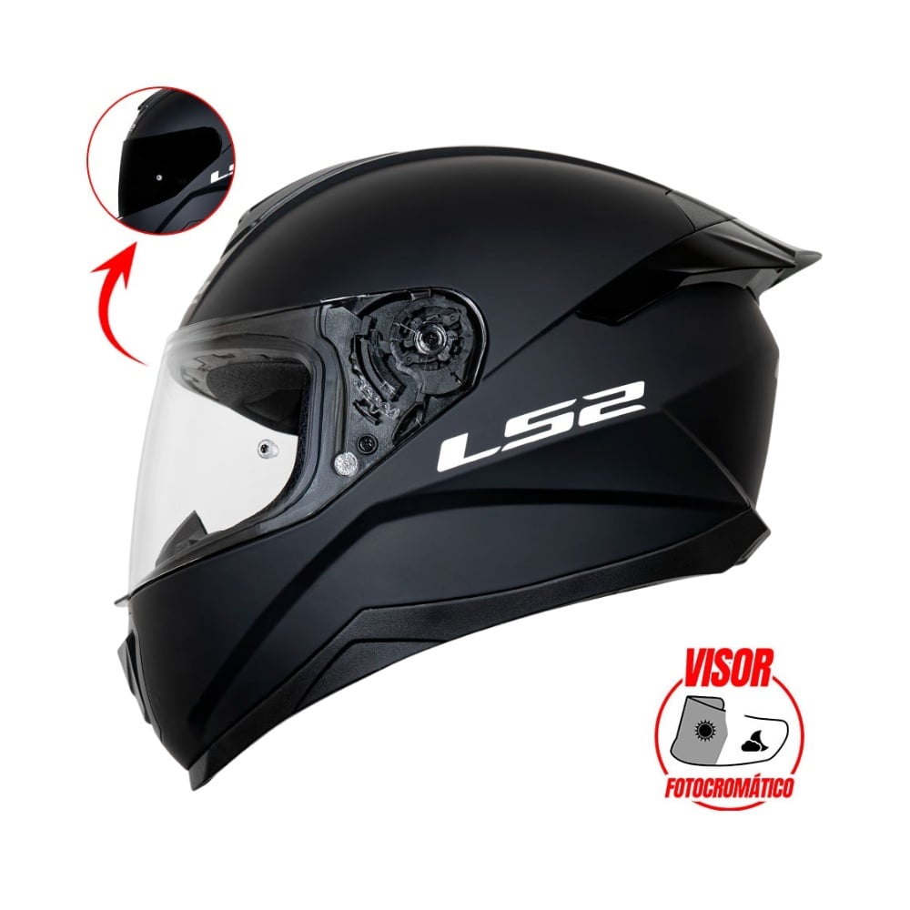CASCO CON VISOR FOTOCROMATICO LS2 SOLID NEGRO MATE VPHOTOCROM FF802 TALLA XL-ECE2206 - 1