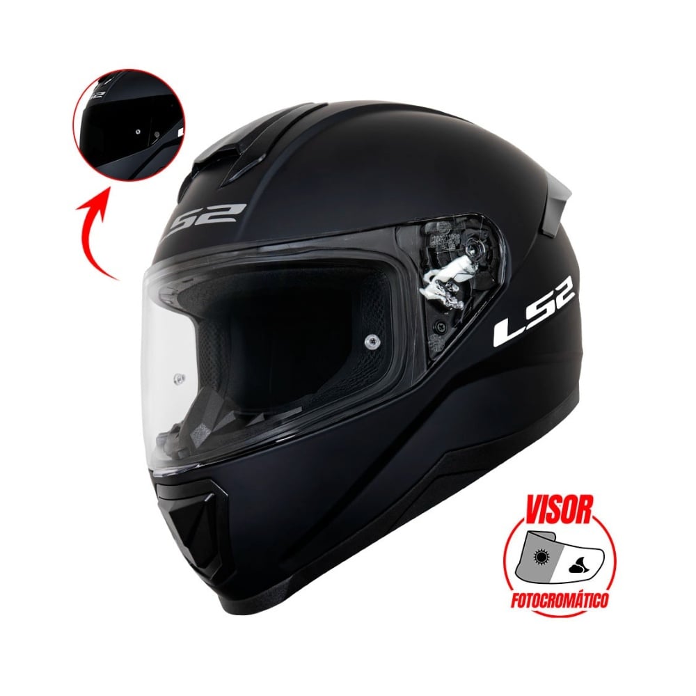 CASCO CON VISOR FOTOCROMATICO LS2 SOLID NEGRO MATE VPHOTOCROM FF802 TALLA XL-ECE2206 - 2