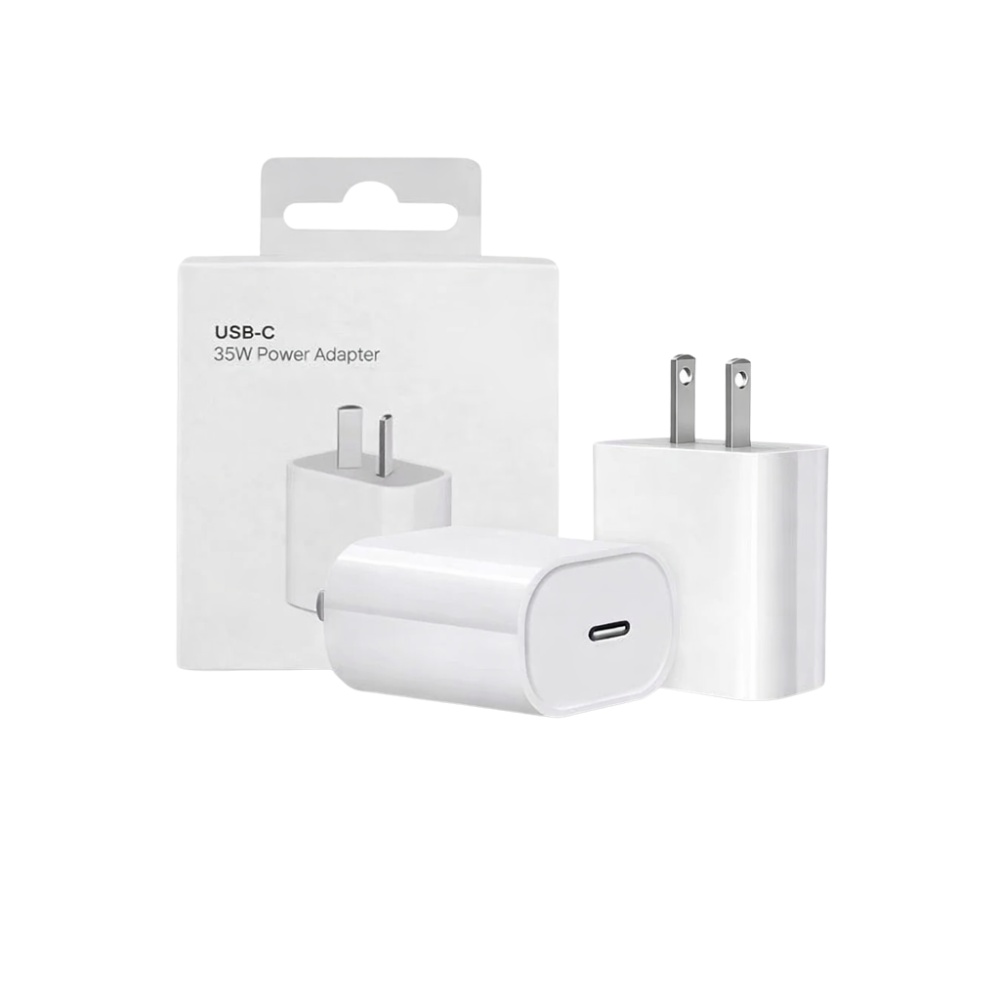 CARGADOR DE PARED COMPATIBLE CON APPLE IPHONE USB TIPO-C 35W MHJE8AM/A - 1