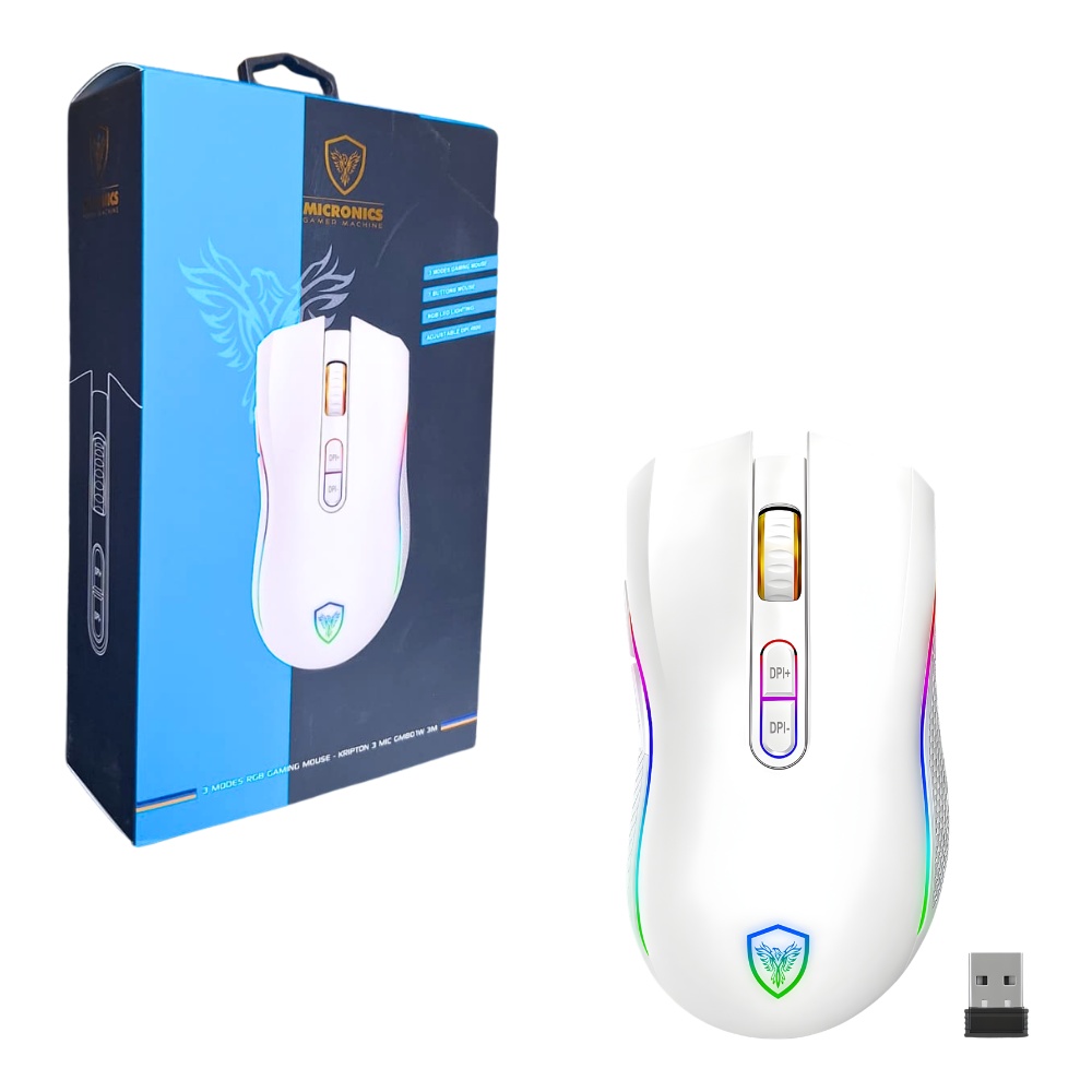 MOUSE GAMER USB KRIPTON BLANCO 7 BOTONES MICRONICS MIC GM801W-3M - 1