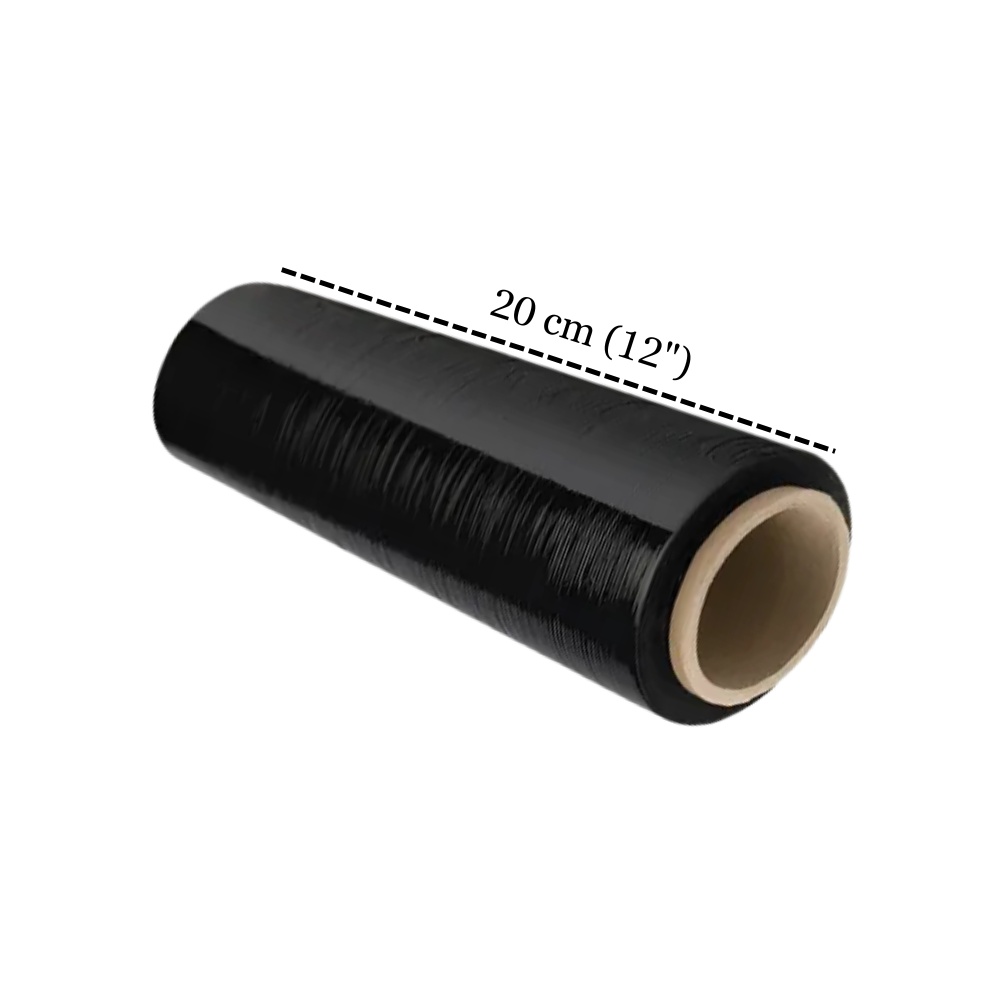 STRETCH FILM 12' 30 CM DE ESPESOR 20 MICRAS 1.6 KG 252 METROS NEGRO - 1