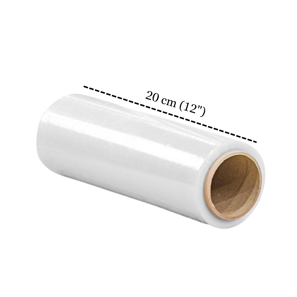 STRETCH FILM 12' 30 CM DE ESPESOR 20 MICRAS 2 KG 324 METROS TRANSPARENTE - 1