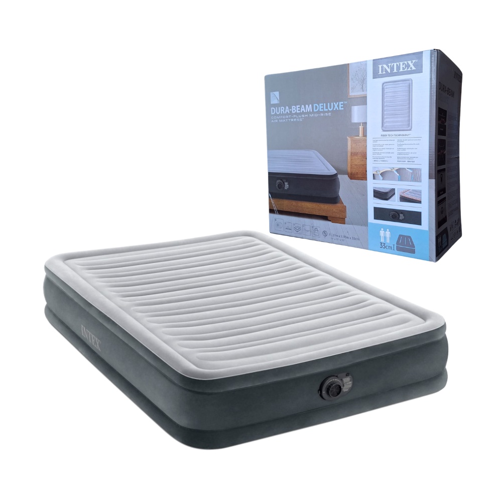 COLCHON INFLABLE DURA BEAM DELUXE INTEX 191X137X33 CM PARA DOS PERSONAS CON INFLADOR ELÉCTRICO - 1