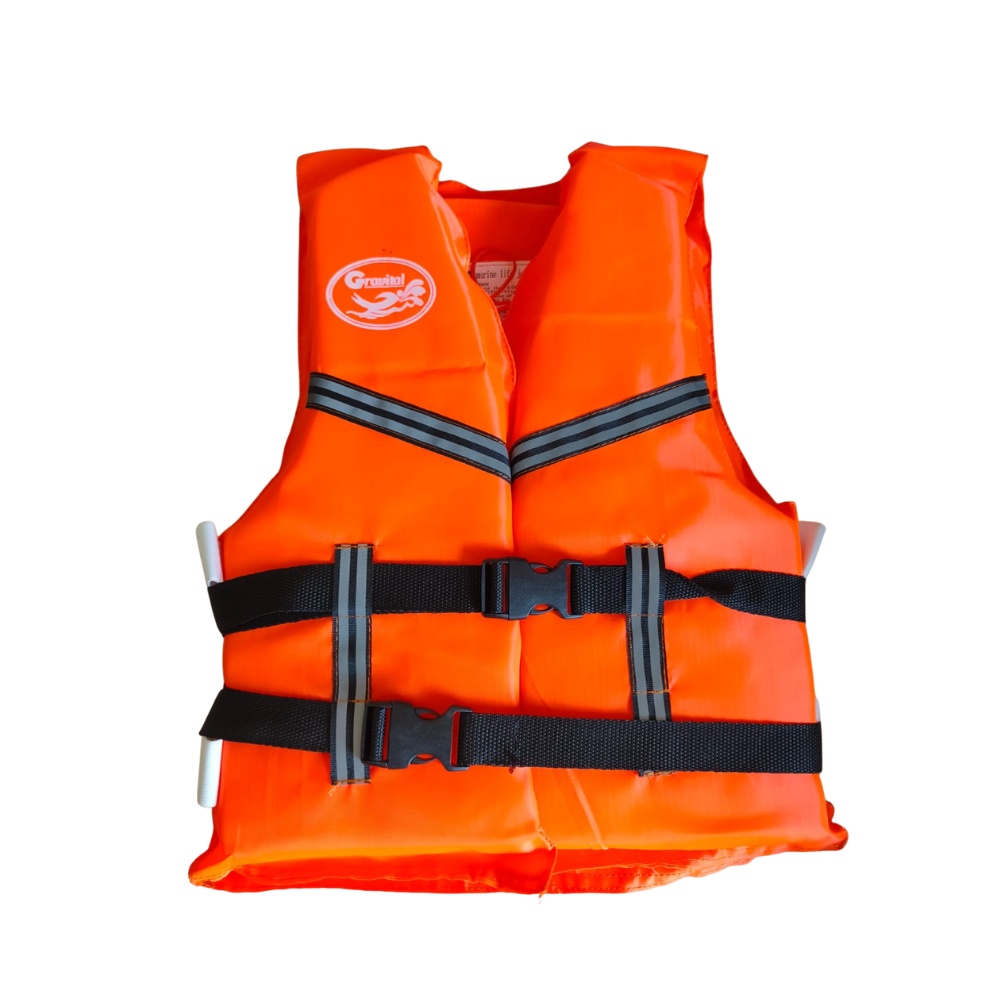 CHALECO SALVAVIDAS CON SILBATO GRAVITAL SIN CUELLO NARANJA PARA NIÑOS - 1