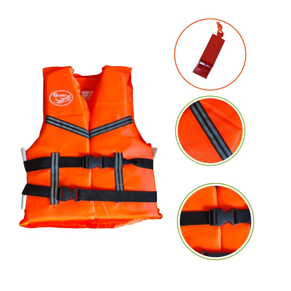 CHALECO SALVAVIDAS CON SILBATO GRAVITAL SIN CUELLO NARANJA PARA NIÑOS - 2