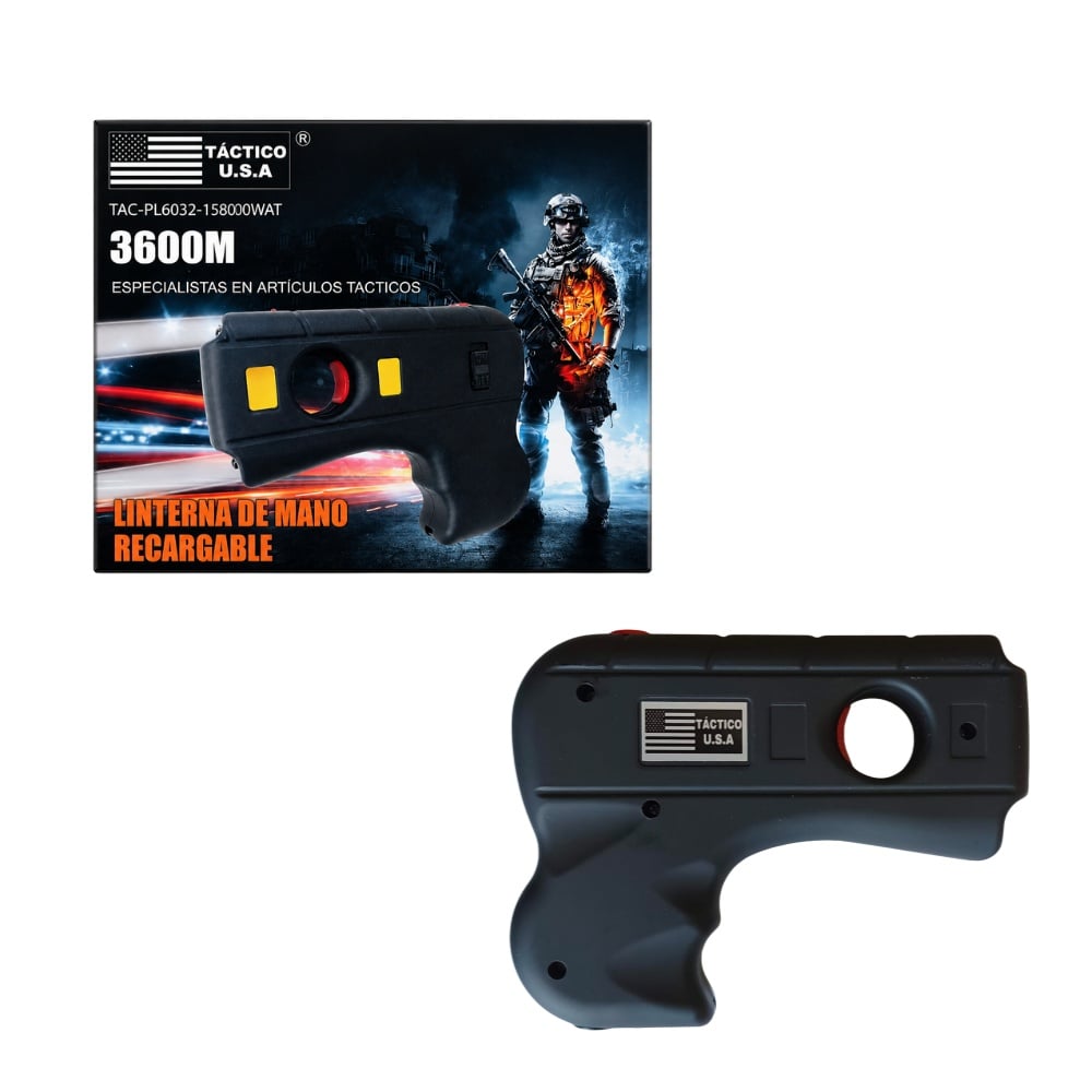 ELECTROSHOCK DE DEFENSA PERSONAL CON LINTERNA TIPO PISTOLA CON SEGURO TAC-PL6032-158000WAT - 1