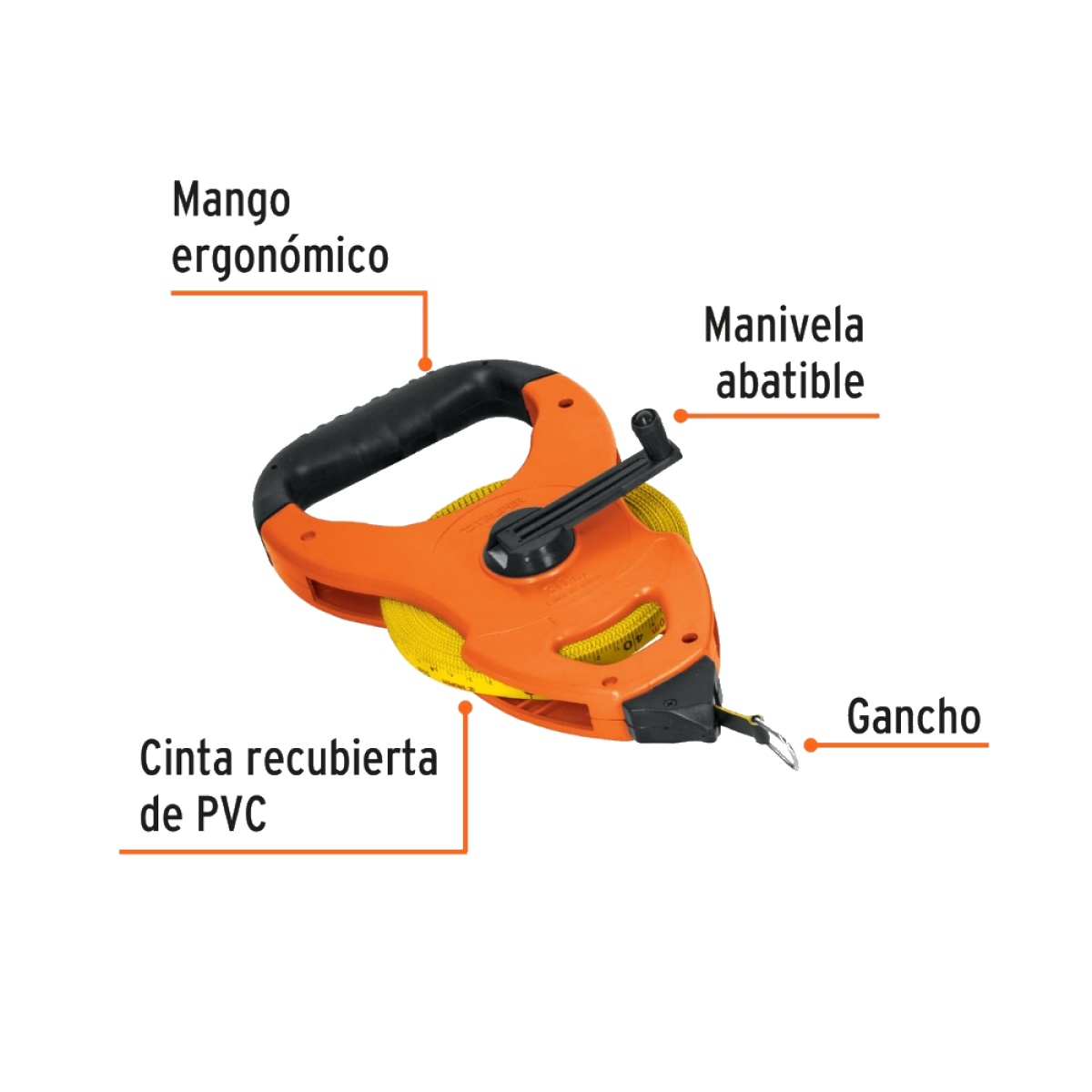 CINTA METRICA LARGA 30 METROS FIBRA DE VIDRIO TIPO CRUCETA PARA CONSTRUCCION, TOPOGRAFIA Y MEDICION PROFESIONAL TRUPER TFC-30ME - 1