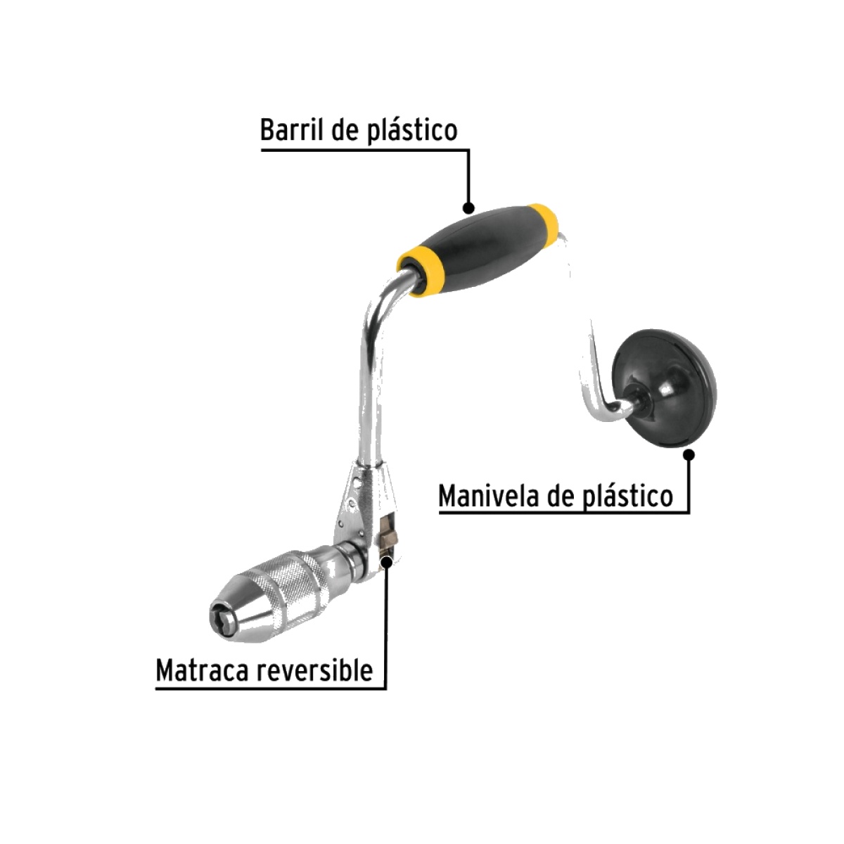 BERBIQUI MANUAL 12” CON PERILLA DE PLASTICO PERFORACION MANUAL EN MADERA Y CARPINTERÍA PRETUL BC-10P - 2