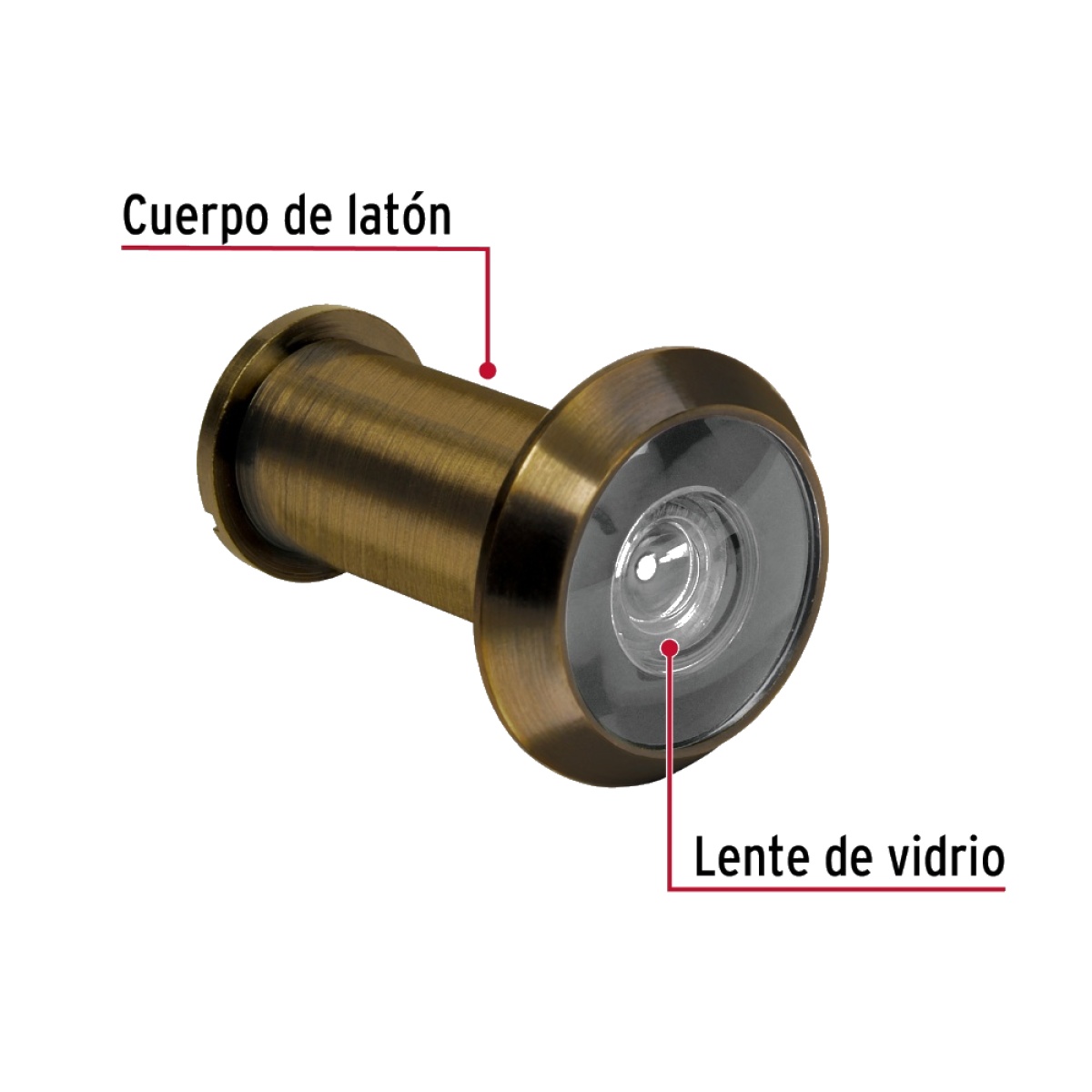 MIRILLA VISOR DE SEGURIDAD CON ACABADO DE LATON ANTIGUO PARA PUERTA 180° 30 MM HERMEX MIRI-2 - 2