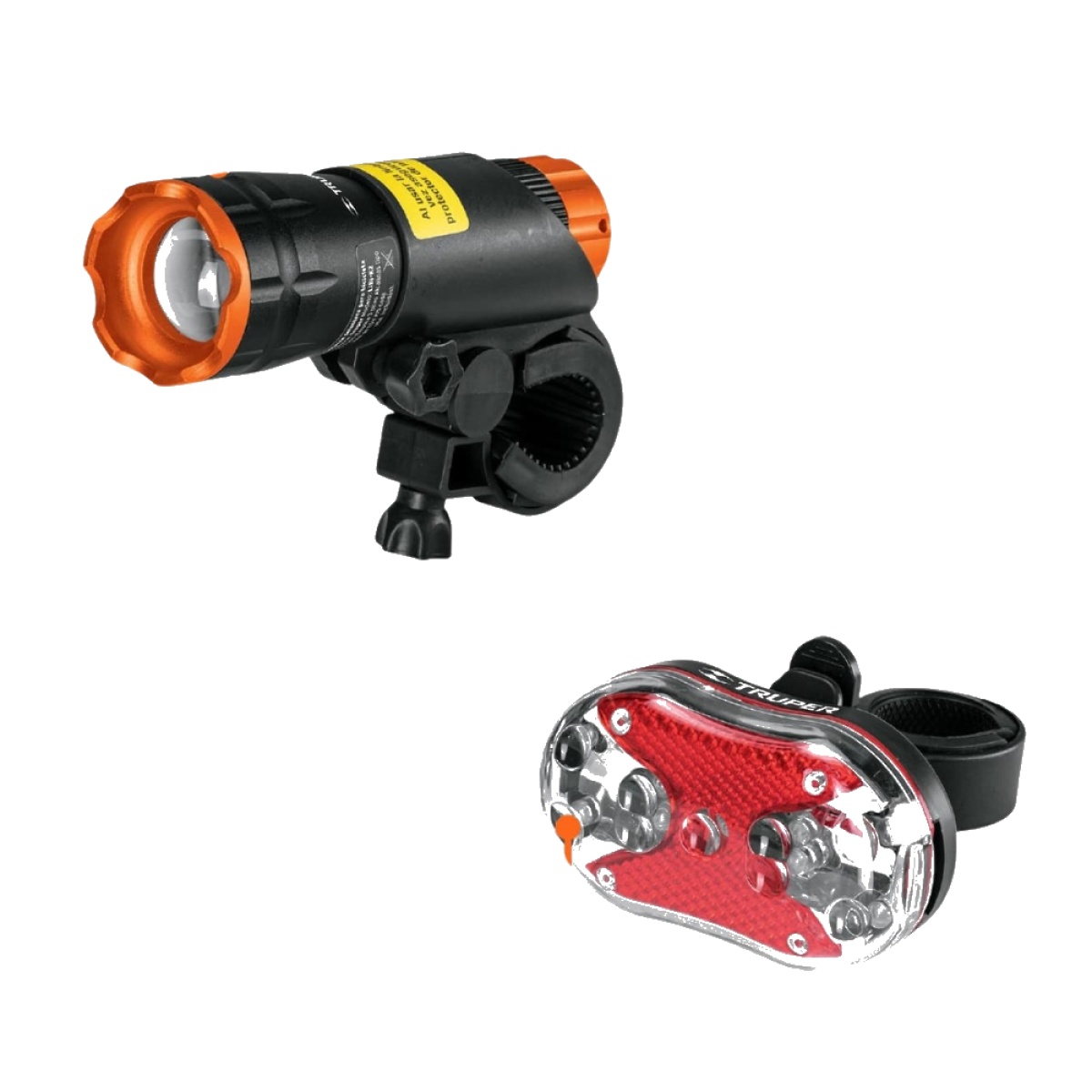 KIT JUEGO DE LUCES LINTERNA DELANTERA Y TRASERA PARA BICICLETA TRUPER RECARGABLES PARA CICLISMO Y SEGURIDAD VIAL LIBI-K2 LED - 2