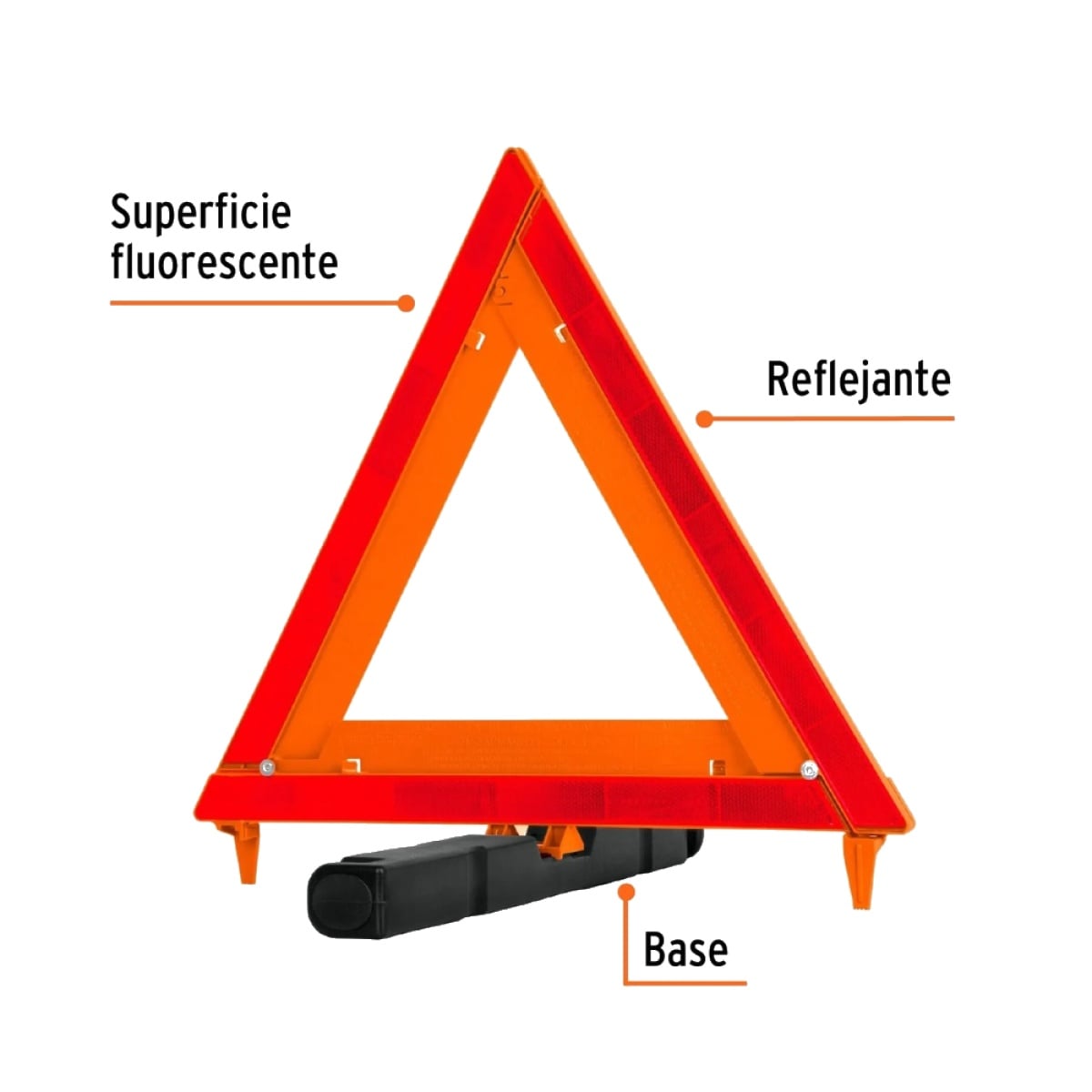 TRIANGULO REFLECTIVO DE SEGURIDAD PLEGABLE 17” 44 CM CON ESTUCHE PLASTICO PARA EMERGENCIA VEHICULARES TRUPER TRISE-435 - 2