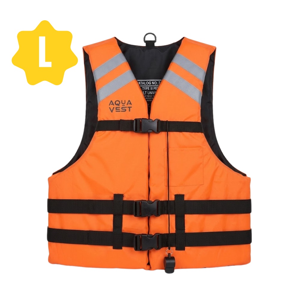 CHALECO SALVAVIDAS AQUA VEST CON SILBATO Y CINTAS REFLECTIVAS L - 1