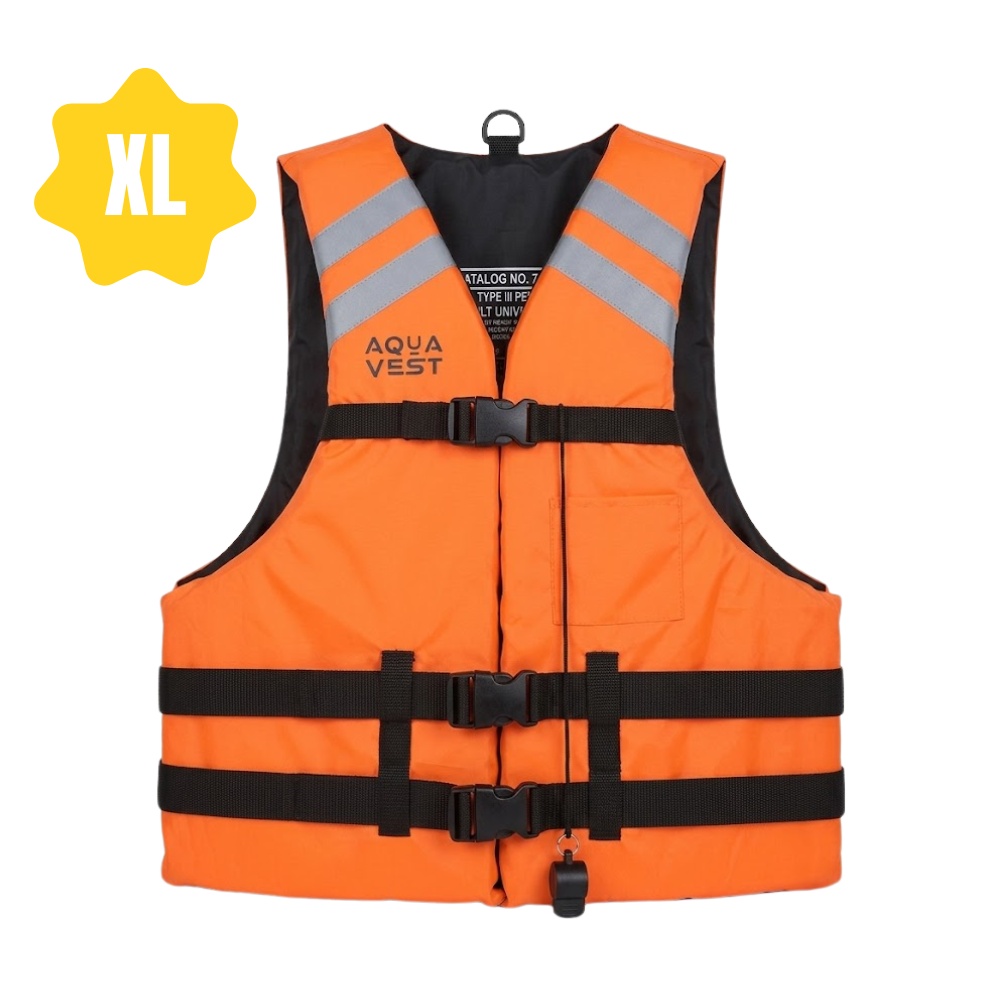 CHALECO SALVAVIDAS AQUA VEST CON SILBATO Y CINTAS REFLECTIVAS XL - 1
