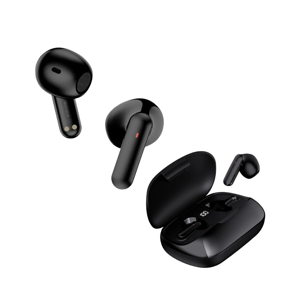 AUDIFONOS INALAMBRICOS BLUETOOTH EARBOX SUPER 67 HORAS DE AUTOMONIA PANTALLA LED MODO JUEGO Y POWER BANK MOVISUN - 2