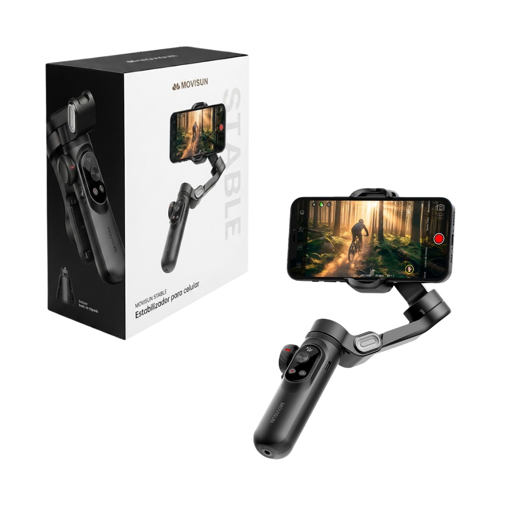 ESTABILIZADOR GIMBAL PARA CELULAR DE 3 EJES CON CARGA INALÁMBRICA, PANTALLA OLED BATERÍA DE 3200MAH MOVISUN STABLE AC2511A - 1
