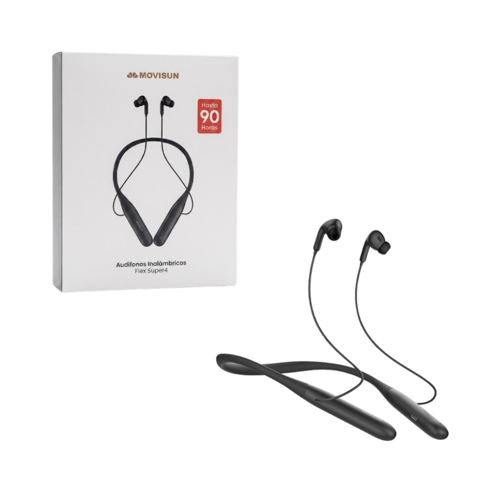 AUDIFONOS INALAMBRICOS RECARGABLES 90 HORAS BLUETOOTH 5.3 FLEX SUPER 4 MOVISUN - 1
