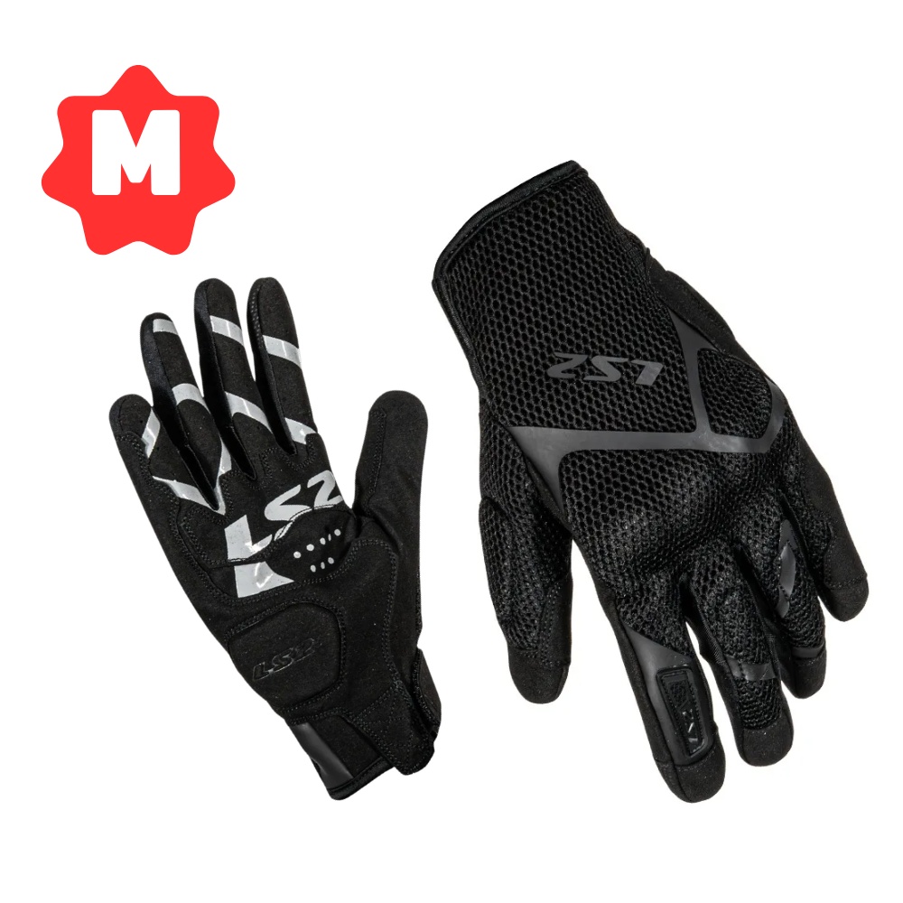 GUANTE PARA MOTOCICLISTA LS2 RAY LL NEGRO PARA HOMBRE AJUSTE DE VELCRO CERTIFICACIÓN CE TALLA M - 1