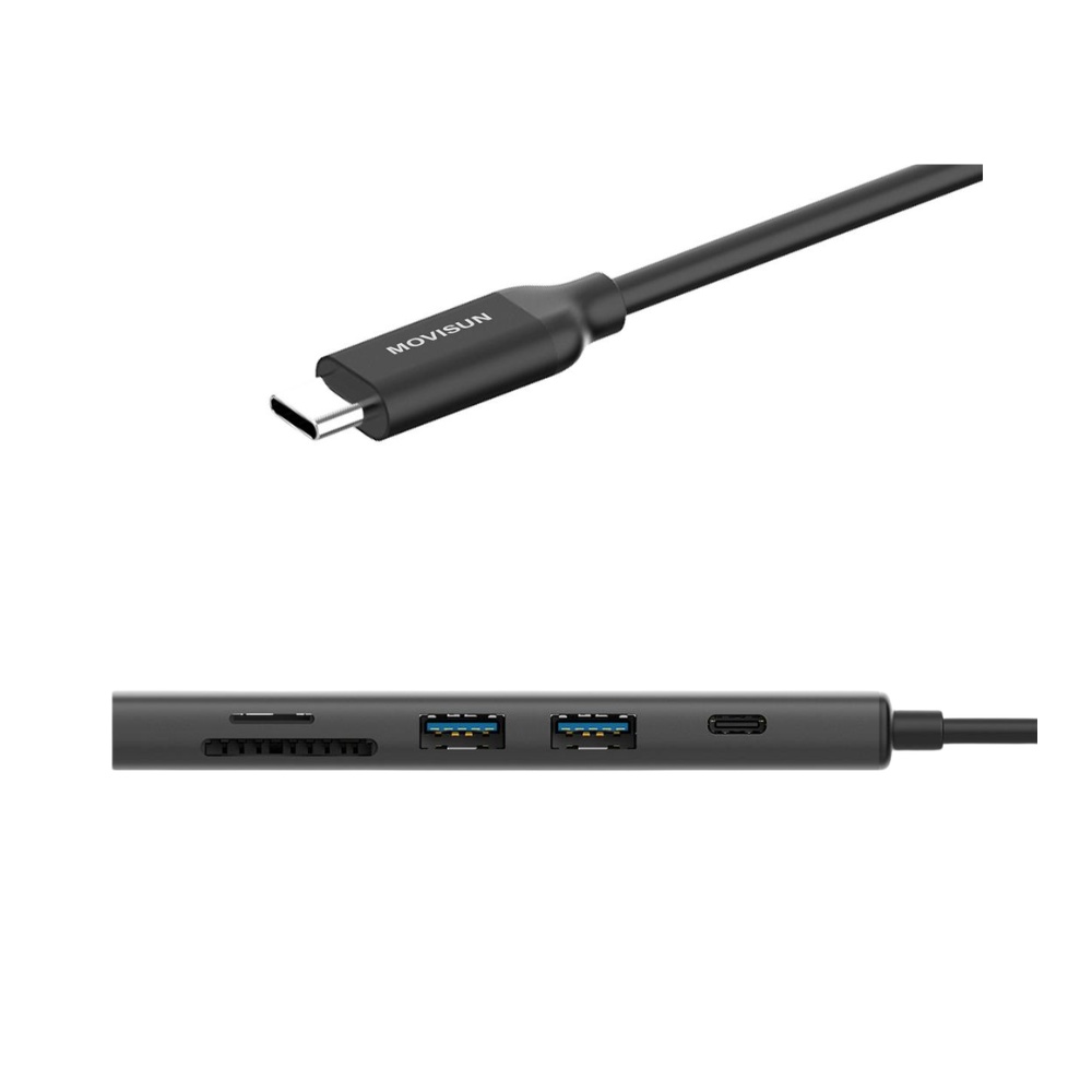 ADAPTADOR HUB TIPO C 6 EN 1 CON HDMI 4K PD 100W 2 USB 3.0 SD/TF COMPATIBLE LAPTOP MACBOOK TABLET CELULARES MOVISUN H601C - 2