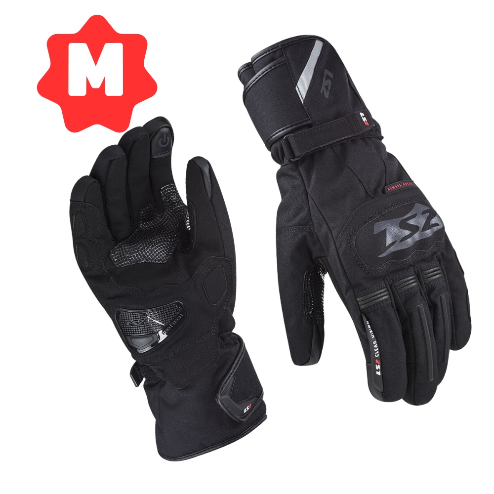 GUANTE PARA MOTOCICLISTA LS2 SNOW NEGRO PARA HOMBRE AJUSTE DE VELCRO CERTIFICACIÓN CE TALLA M - 1