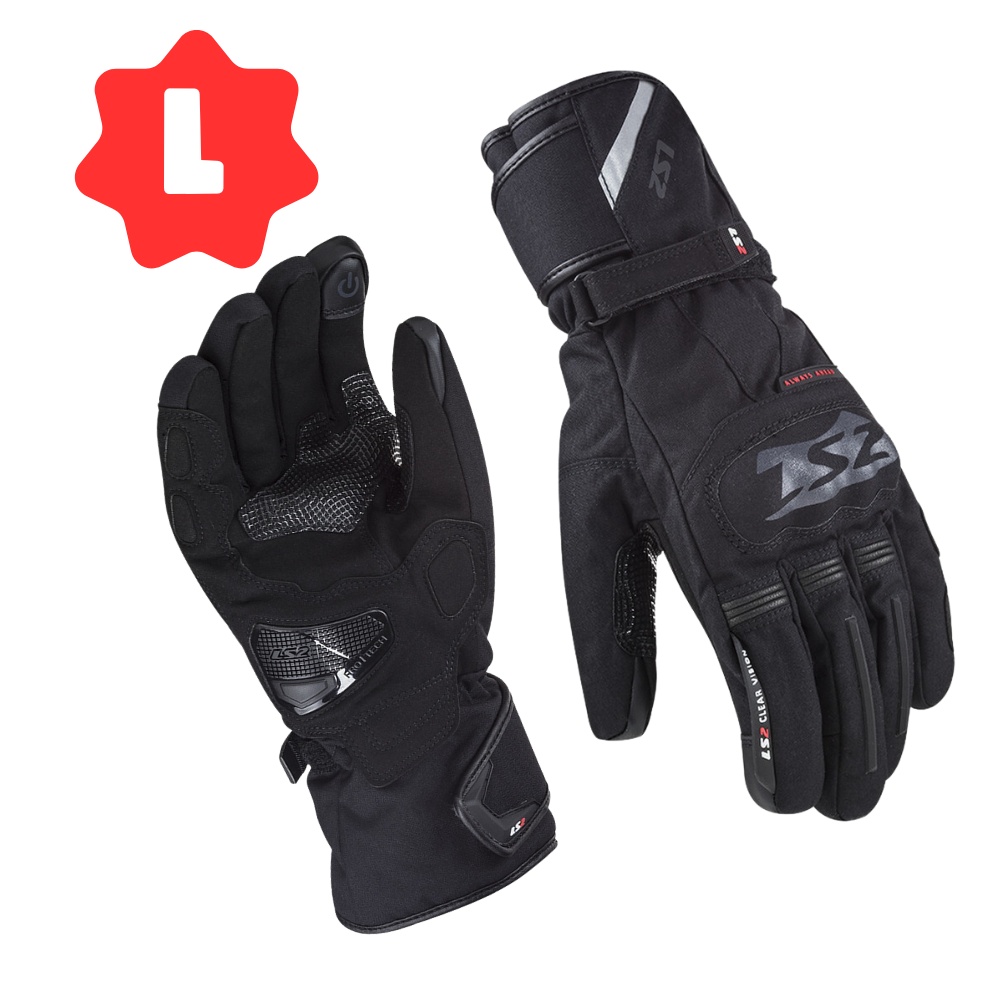 GUANTE PARA MOTOCICLISTA LS2 SNOW NEGRO PARA HOMBRE AJUSTE DE VELCRO CERTIFICACIÓN CE TALLA L - 1