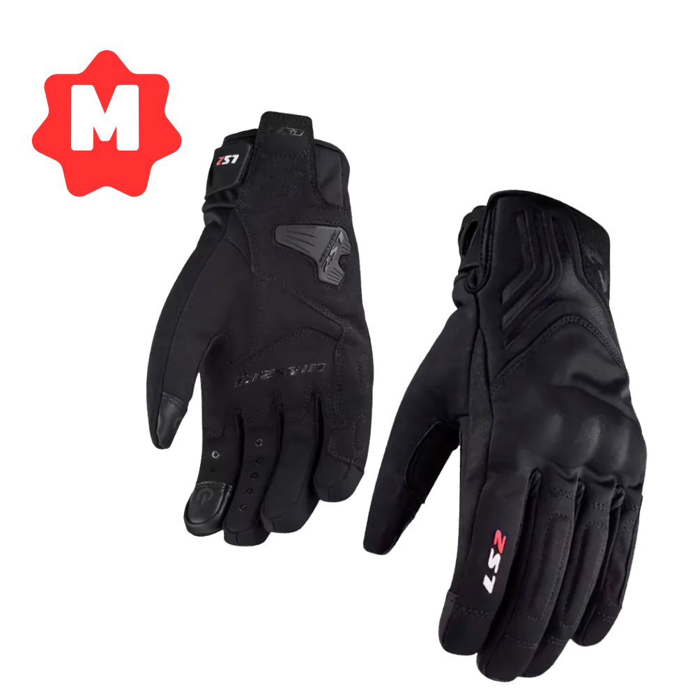 GUANTES PARA MOTOCICLISTA LS2 JET II NEGRO PARA HOMBRE CON PROTECCION EN NUDILLOS AJUSTE DE VELCRO TALLA M - 1