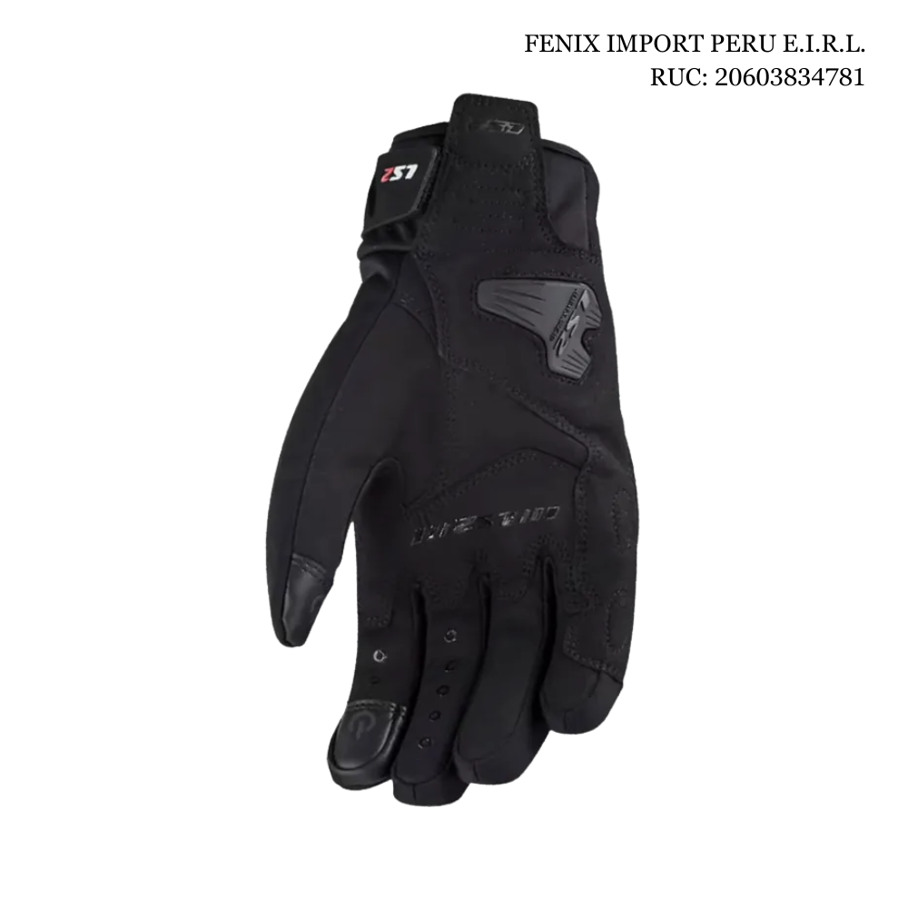 GUANTES PARA MOTOCICLISTA LS2 JET II NEGRO PARA HOMBRE CON PROTECCION EN NUDILLOS AJUSTE DE VELCRO TALLA M - 2