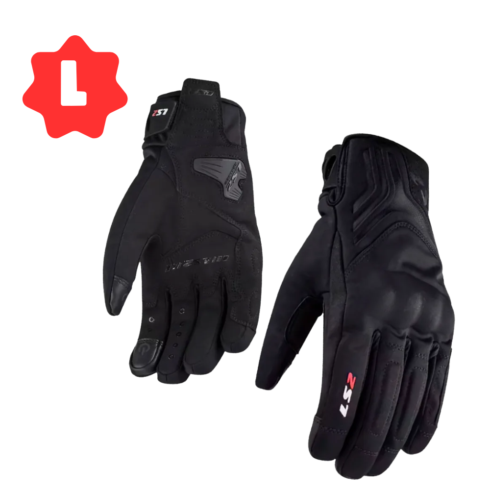 GUANTES PARA MOTOCICLISTA LS2 JET II NEGRO PARA HOMBRE CON PROTECCION EN NUDILLOS AJUSTE DE VELCRO TALLA L - 1