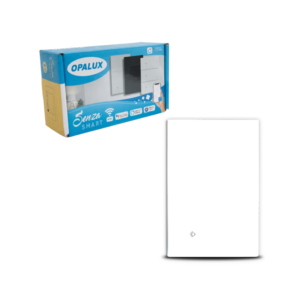 INTERRUPTOR INTELIGENTE TACTIL WIFI SIMPLE BLANCO COMPATIBLE CON ALEXA, GOOGLE ASSISTANT, SIRI Y APP SMART LIFE OPALUX OP-AM01BL - 1