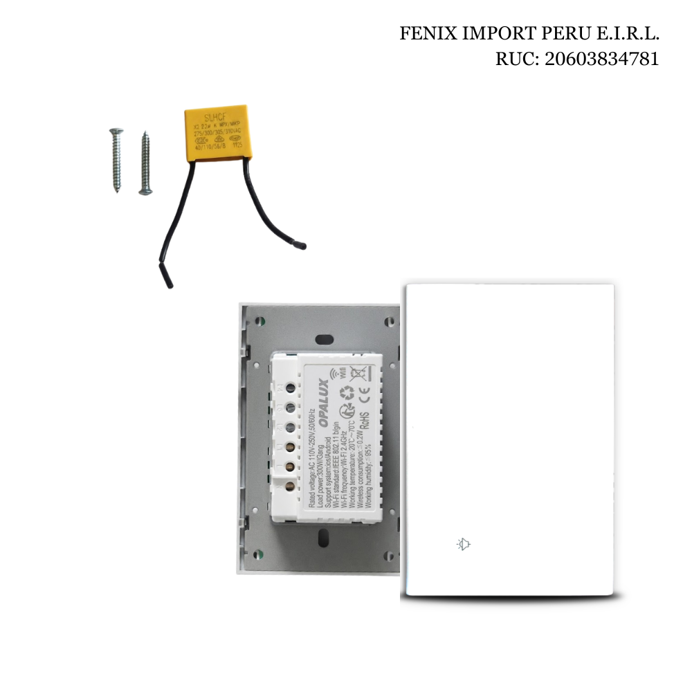 INTERRUPTOR INTELIGENTE TACTIL WIFI SIMPLE BLANCO COMPATIBLE CON ALEXA, GOOGLE ASSISTANT, SIRI Y APP SMART LIFE OPALUX OP-AM01BL - 2