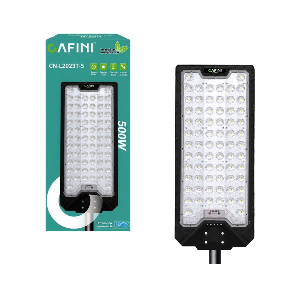 FAROLA SOLAR LED PARA EXTERIORES CON PANEL SOLAR INTEGRADO SENSOR DE MOVIMIENTO CONTROL REMOTO PROTECCIÓN IP67 CAFINI CN-L2023T-5 - 1