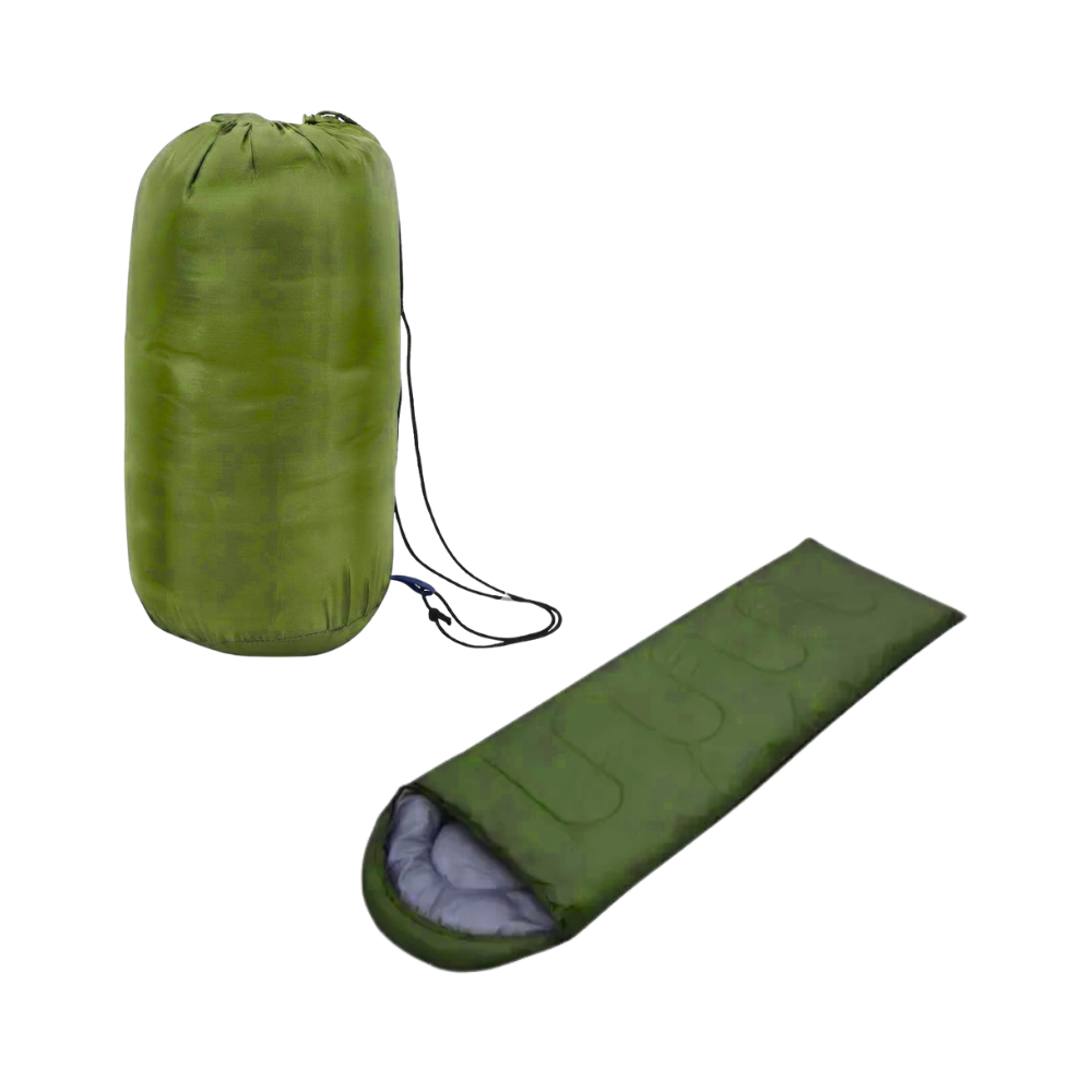 BOLSA DE DORMIR DELGADO 200 X 70 CM CON CAPUCHA Y CREMALLERA LATERAL LIGERO VERDE - 1