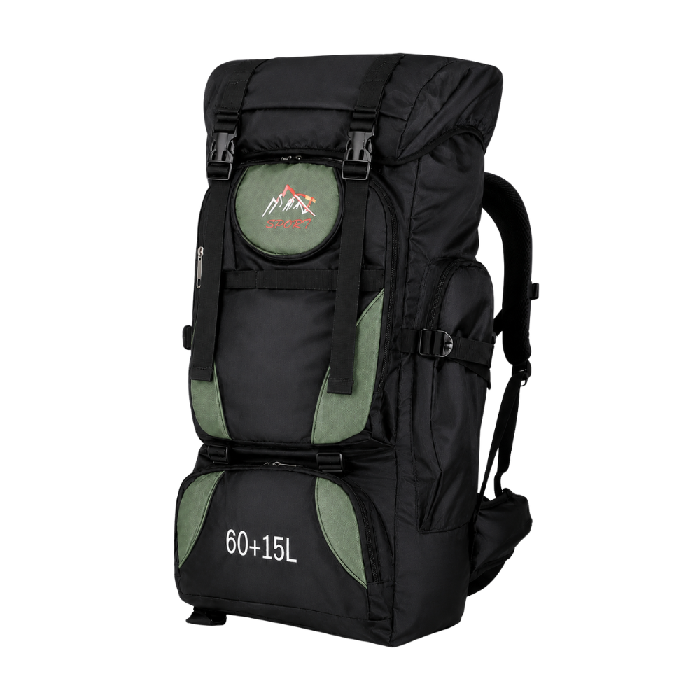 MOCHILA CAMPERA DE ALTA CAPACIDAD 60 + 15 L SPORT 8533 VERDE - 1