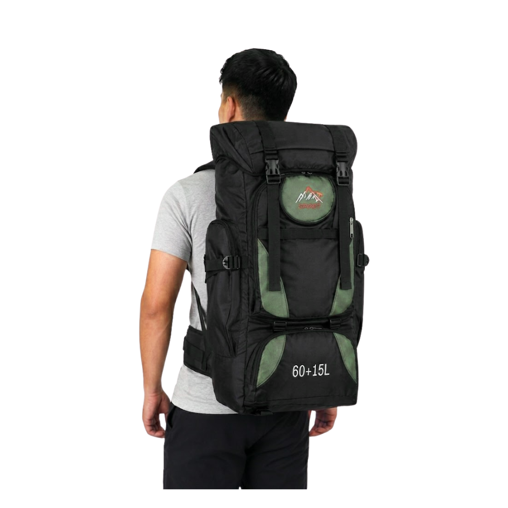 MOCHILA CAMPERA DE ALTA CAPACIDAD 60 + 15 L SPORT 8533 VERDE - 2