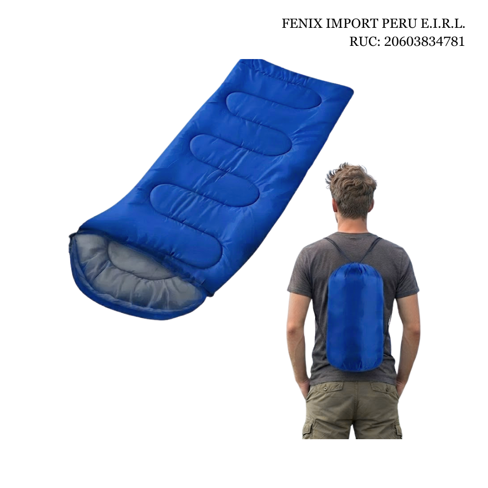 BOLSA DE DORMIR DELGADO 200 X 70 CM CON CAPUCHA Y CREMALLERA LATERAL LIGERO AZULINO - 2