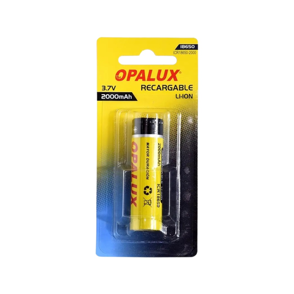 BATERIAS RECARGABLES S/PIN 18650 2000MAH 3.7V BLISTER MARCA OPALUX ICR18650-2000 - 2