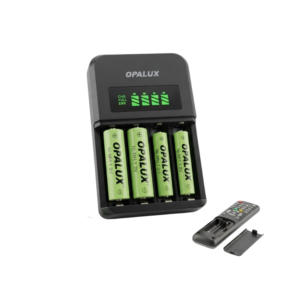 CARGADOR PARA PILAS AA Y AAA CON PANTALLA LCD 4 CANALES INDEPENDIENTES Y PROTECCION CONTRA SOBRECARGA OPALUX OP-BC9012L - 3