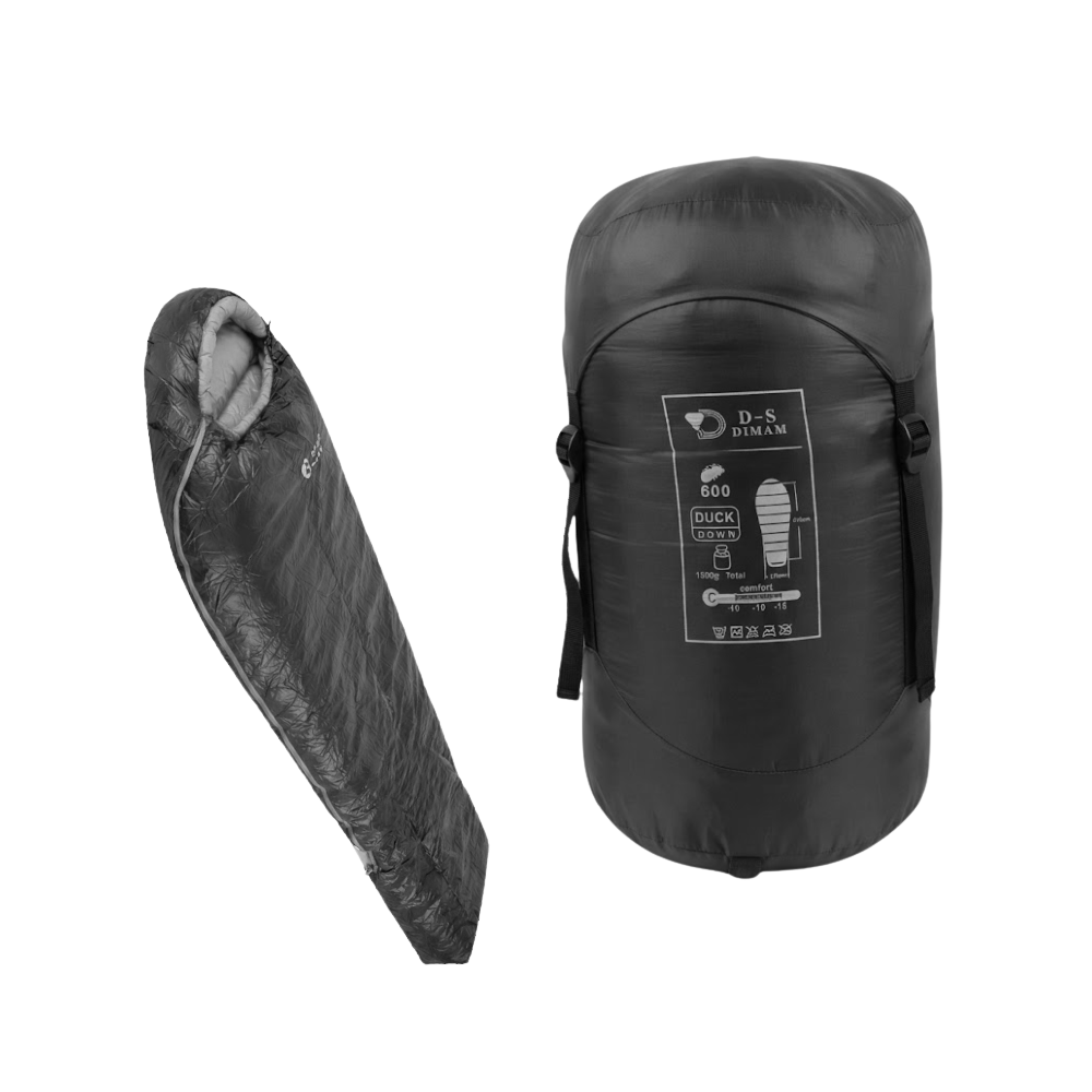BOLSA DE DORMIR 210 X 80 CM TIPO MOMIA CON RELLENO DE PLUMON DE PATO ULTRALIGERA DIMAN DUCK DOWN - 1