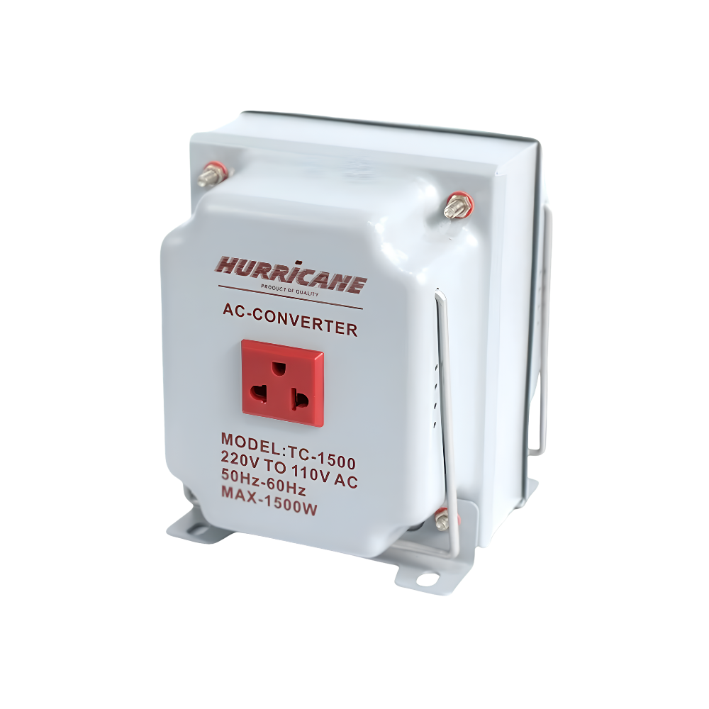 TRANSFORMADOR DE VOLTAJE DE 1500W CONVERSOR DE 220V AC A 110V AC CON TOMACORRIENTE UNIVERSAL HURRICANE TC-1500 - 3