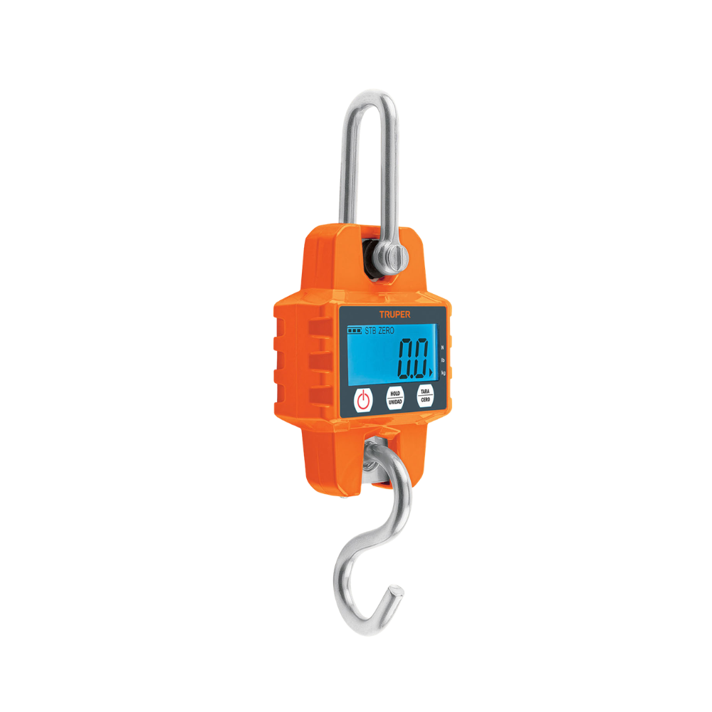 BALANZA COLGANTE ELECTRONICA 300 KG PANTALLA LCD RETROILUMINADA FUNCION HOLD GANCHO TRUPER BASE-300C - 2