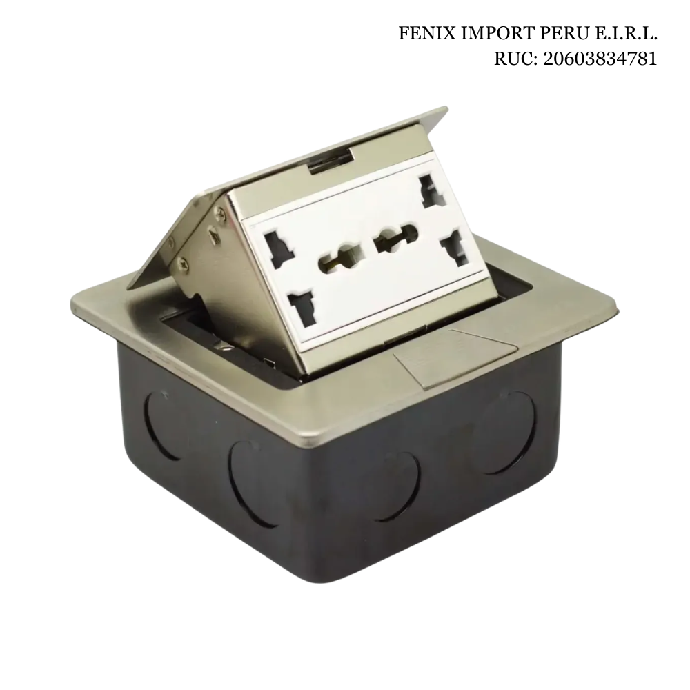 TOMACORRIENTE PARA MUEBLE 2 TOMAS UNIVERSALES EMPOTRABLE RETRACTIL ACERO INOXIDABLE OPALUX OP-UTS1SL - 1