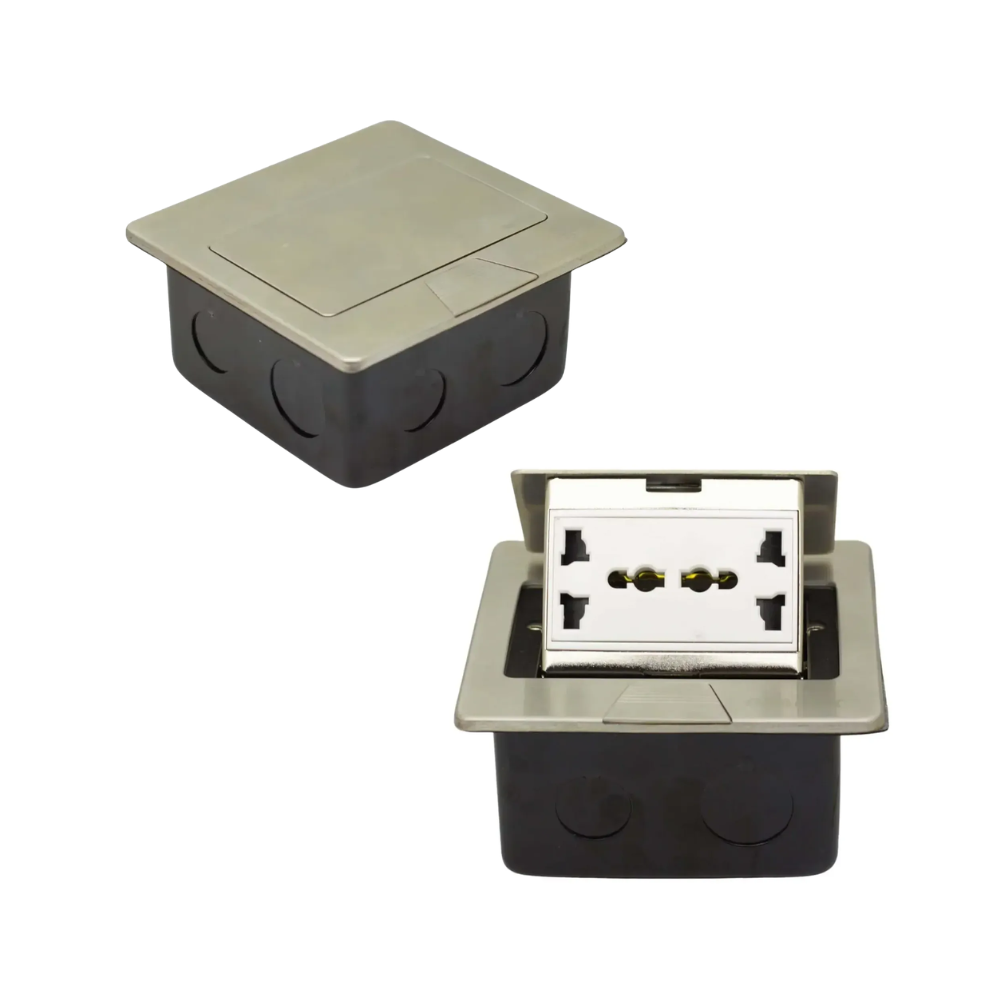 TOMACORRIENTE PARA MUEBLE 2 TOMAS UNIVERSALES EMPOTRABLE RETRACTIL ACERO INOXIDABLE OPALUX OP-UTS1SL - 2