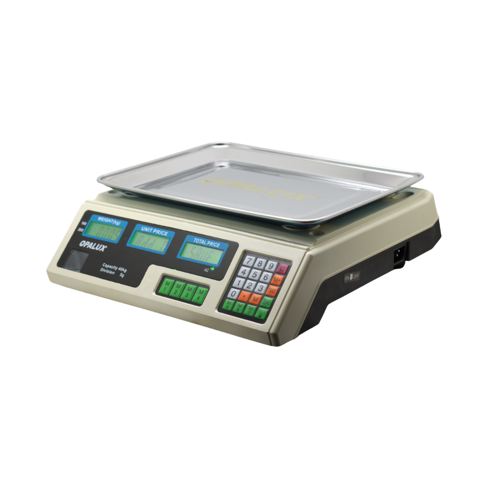 BALANZA ELECTRONICA COMERCIAL BANDEJA OVALADA ACERO INOXIDABLE 40 KG LCD DOBLE OPALUX OP-208C-WH BLANCO - 2