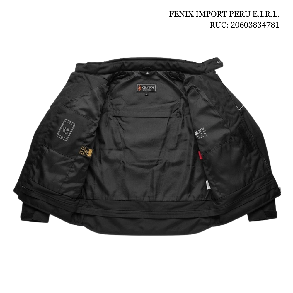 CASACA IMPERMEABLE PARA MOTOCICLISTA SIN FORRO NEGRO PROTECCIONES CINTAS REFLECTIVAS KRATOZ TALLA L - 2