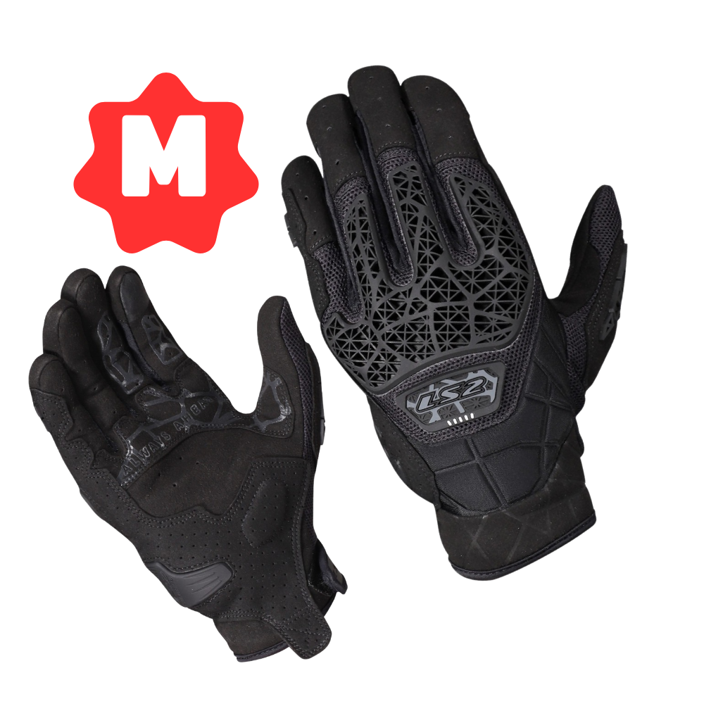 GUANTES PARA MOTOCICLISTA LS2 ALL TERRAIN NEGRO HOMBRE, PROTECCIÓN NUDILLOS, REFUERZOS ANTIDESLIZANTES, DISEÑO ADVENTURE TALLA M - 1