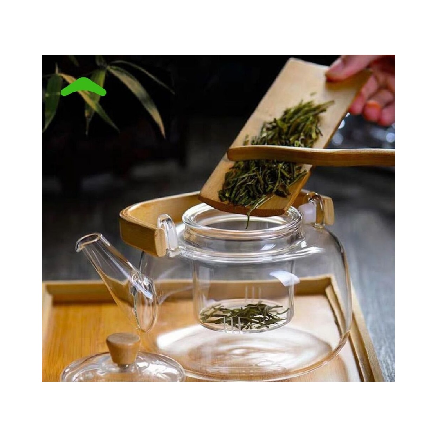 TETERA VIDRIO CON INFUSOR Y ASA DE BAMBÚ 1500 ML - 2