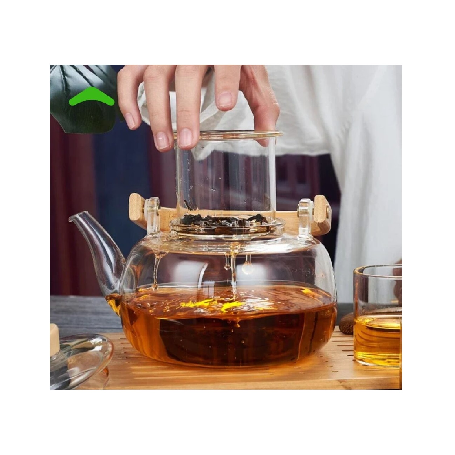 TETERA VIDRIO CON INFUSOR Y ASA DE BAMBÚ 1500 ML - 4