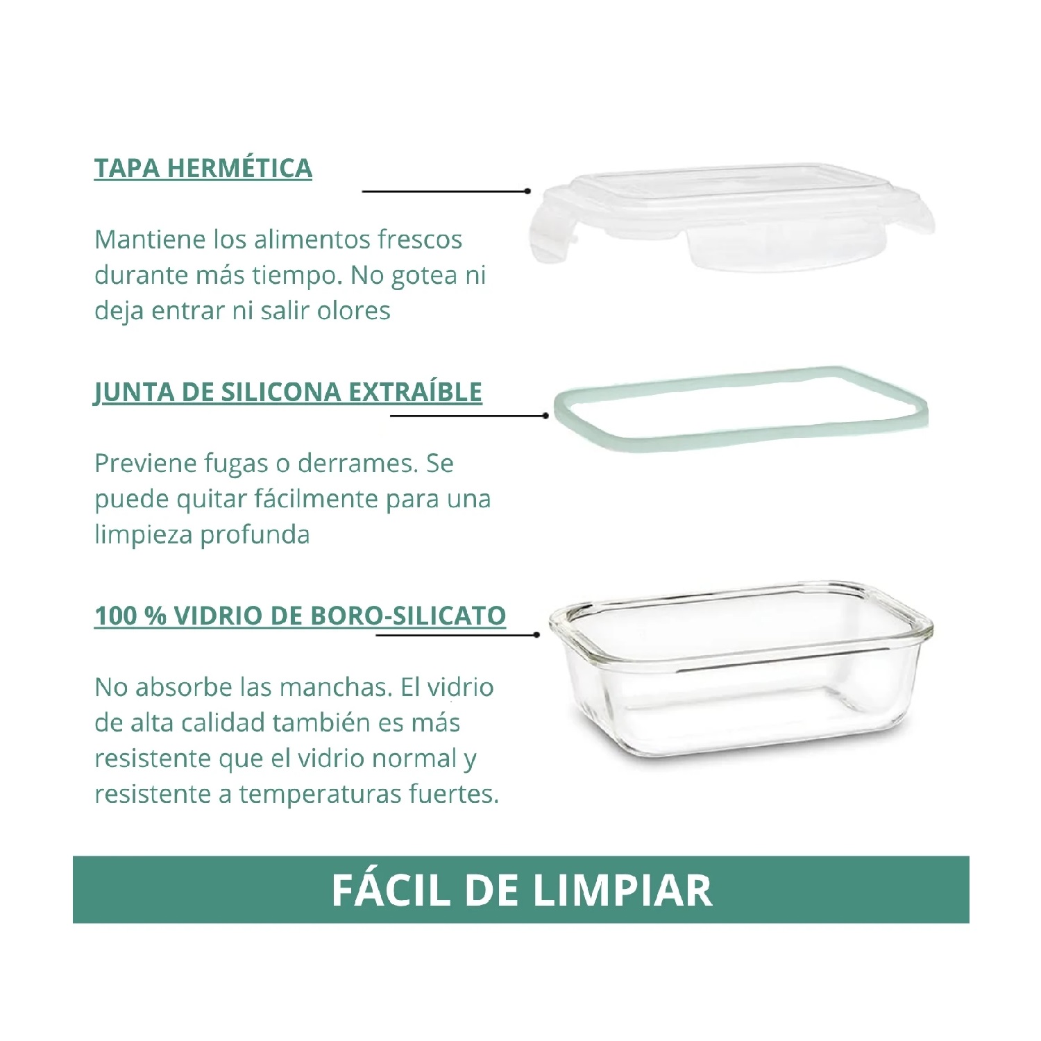 TAPER DE VIDRIO RECTANGULAR SET DE 3 UNIDADES - 2