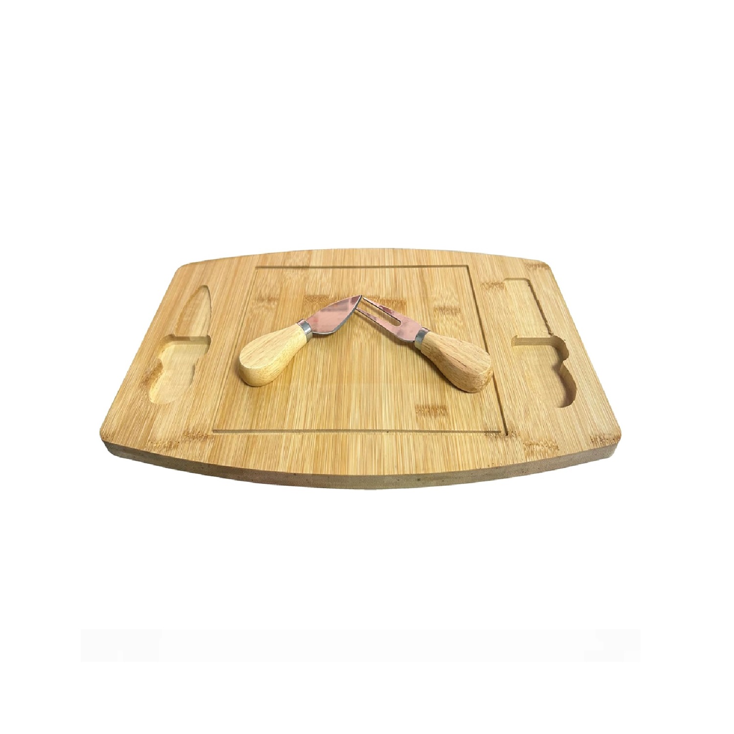TABLA PARA QUESOS DE BAMBÚ CON CUCHILLO Y TENEDOR V4 - 2